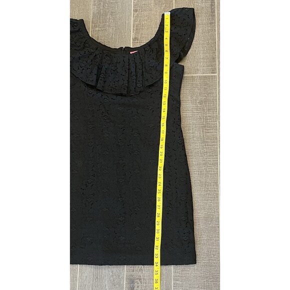 Betsey Johnson Women’s Off Shoulder Dress Size 8 Black Embroidery Zipper Ruffle - Picture 6 of 11